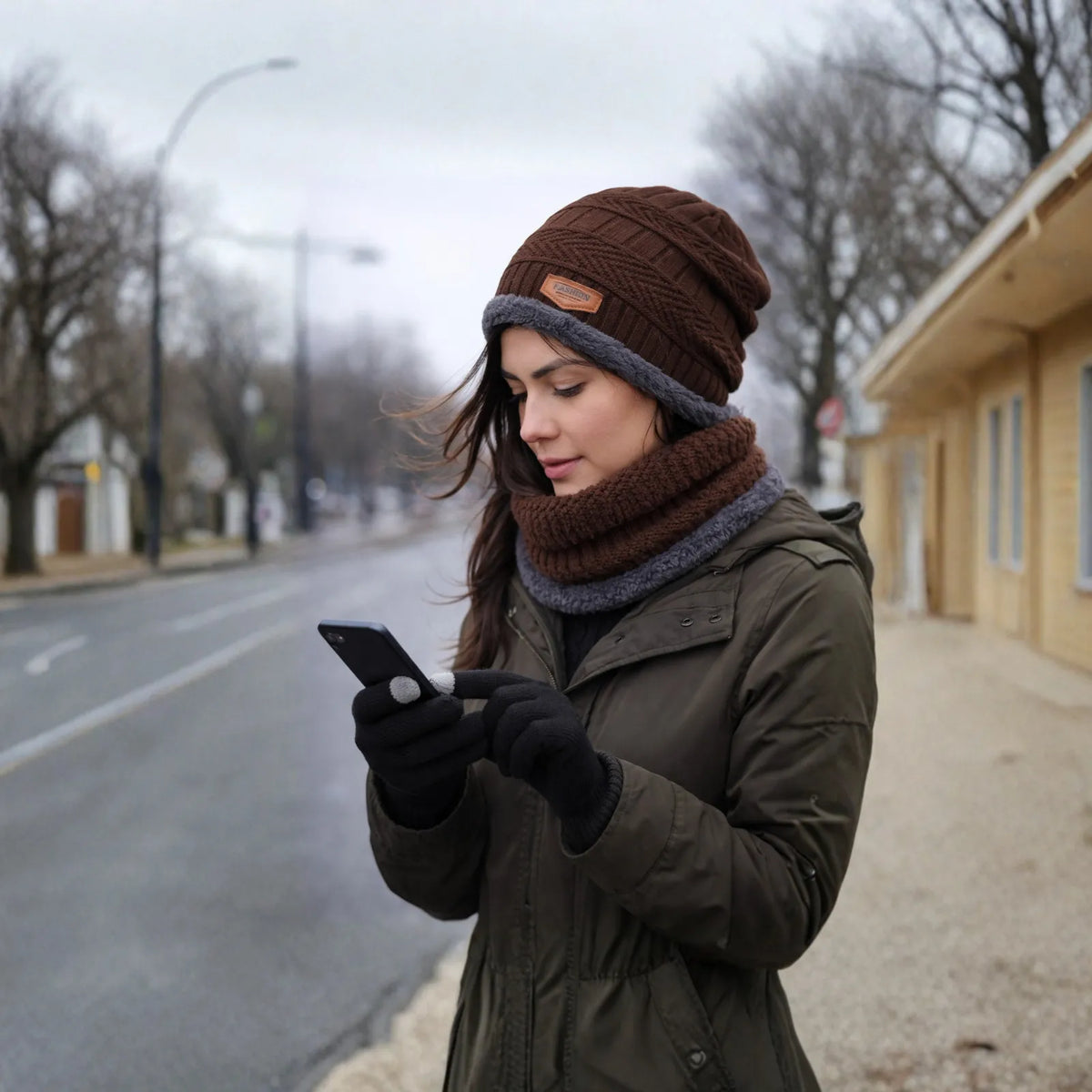 Kit Inverno Touca + Gola Forrada (Unissex) + Luva Touch de Brinde