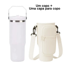 Bolsa Porta Garrafa de Água com Alça Ajustável Impermeável ou KIT com Bolsa+Copo Térmico 890ml