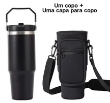 Bolsa Porta Garrafa de Água com Alça Ajustável Impermeável ou KIT com Bolsa+Copo Térmico 890ml
