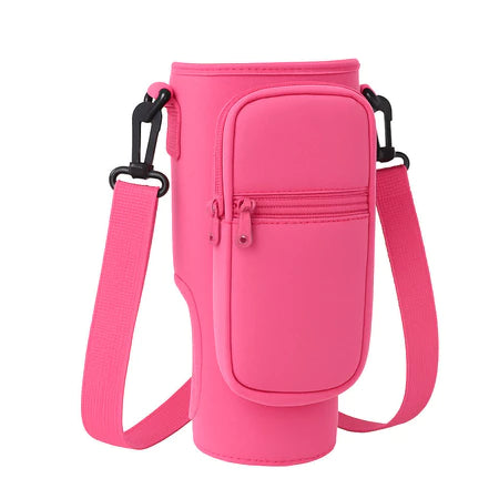 Bolsa Porta Garrafa de Água com Alça Ajustável Impermeável ou KIT com Bolsa+Copo Térmico 890ml