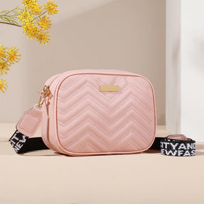 Bolsa de ombro quadrada moderna de cor sólida, bolsa crossbody acolchoada com zíper detalhe para mulheres, carteira clássica combinada