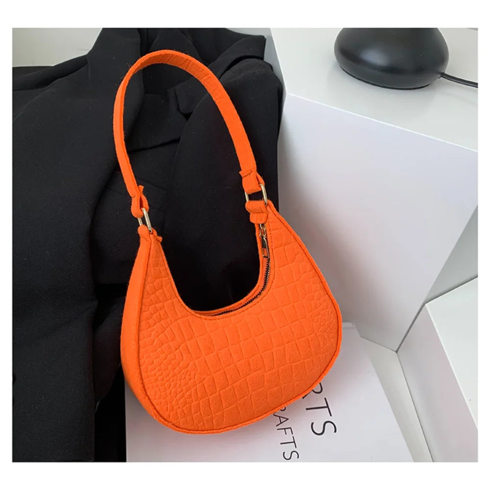 Bolsa de axilas retrô feminina, bolsa de ombro monocromática, bolsa casual, bolsa tiracolo simples, nova marca de moda