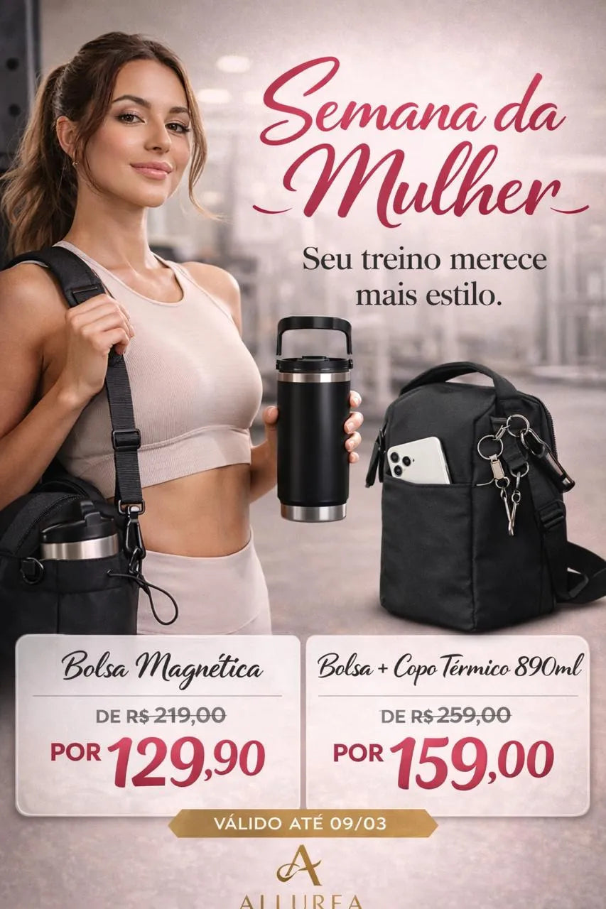 Bolsa Fitness Magnética Com Suporte Para Garrafa