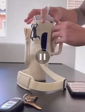 Bolsa Porta Garrafa de Água com Alça Ajustável Impermeável ou KIT com Bolsa+Copo Térmico 890ml